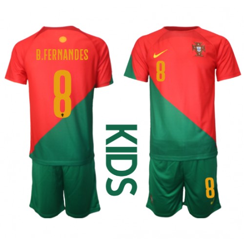 Echipament fotbal Portugalia Bruno Fernandes #8 Tricou Acasa Mondial 2022 pentru copii maneca scurta (+ Pantaloni scurti)